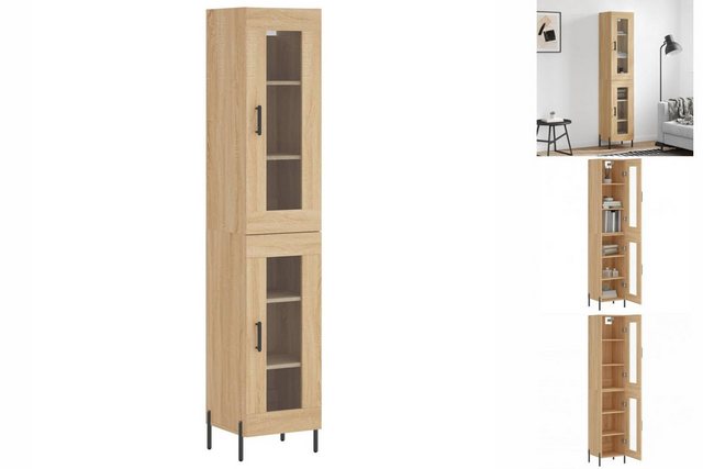 vidaXL Vitrine Highboard Sonoma-Eiche 34,5x34x180 cm Spanplatte Glas Vitrin günstig online kaufen