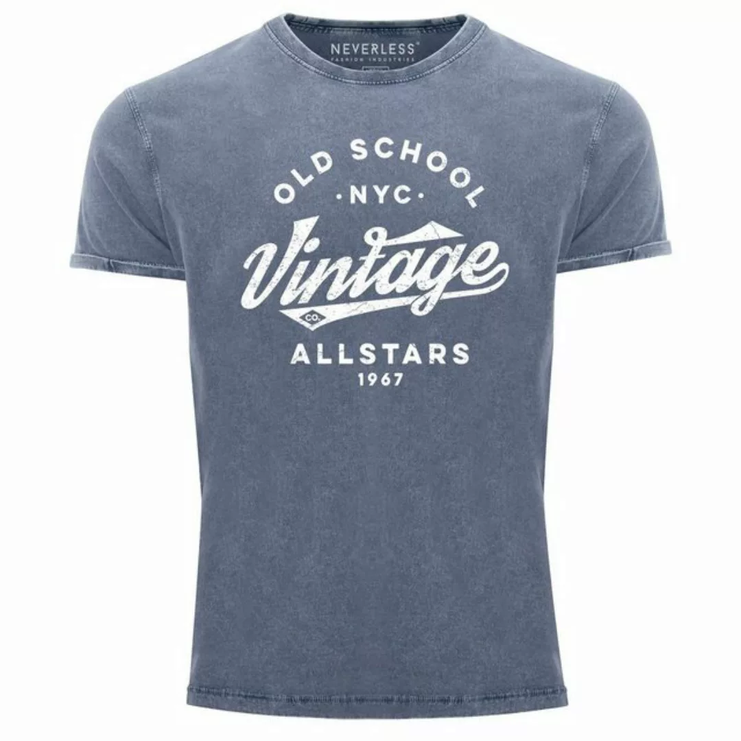 Neverless Print-Shirt Herren Vintage Shirt Retro Schriftzug Allstars Old Sc günstig online kaufen