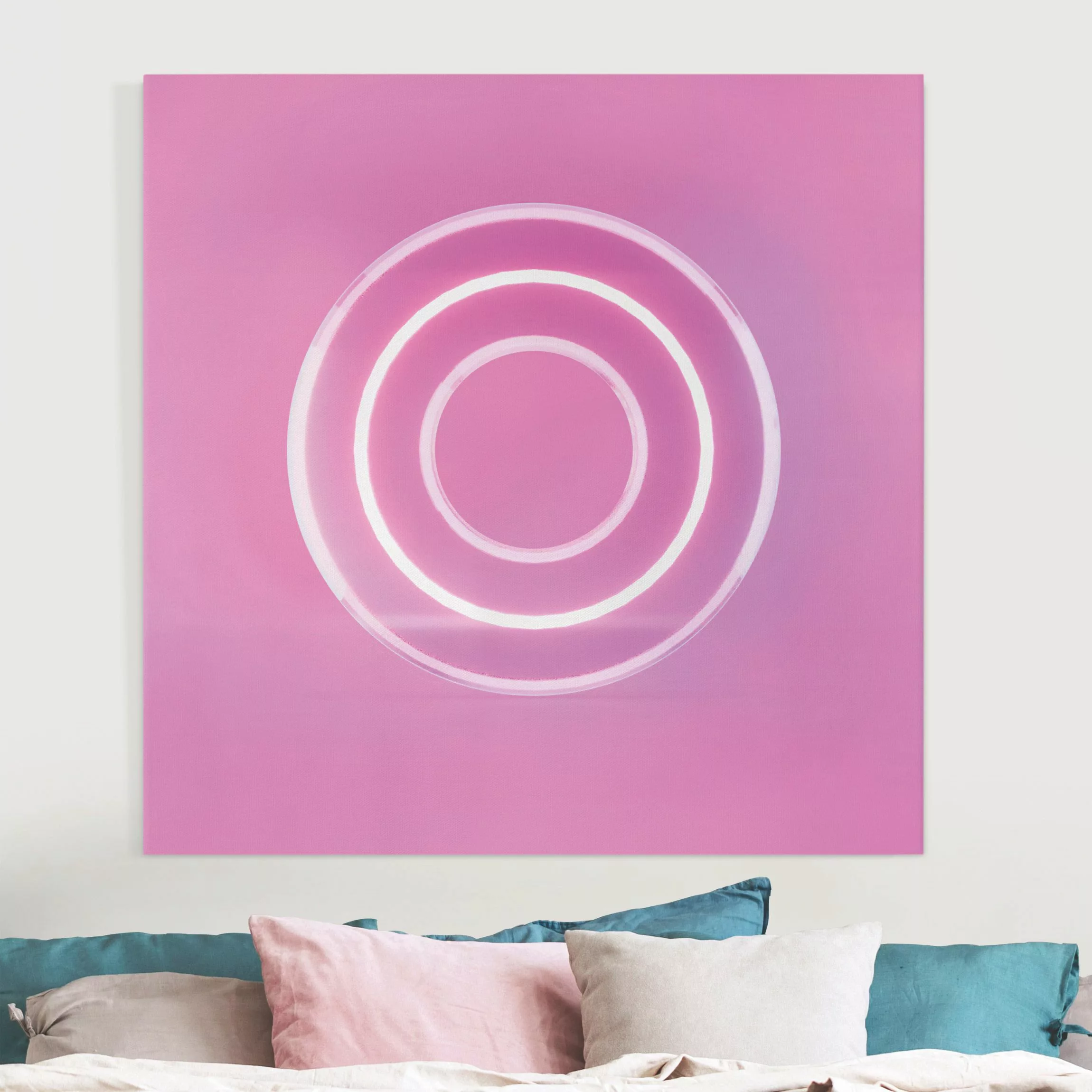 Leinwandbild Neon Gamer Symbol Kreis günstig online kaufen