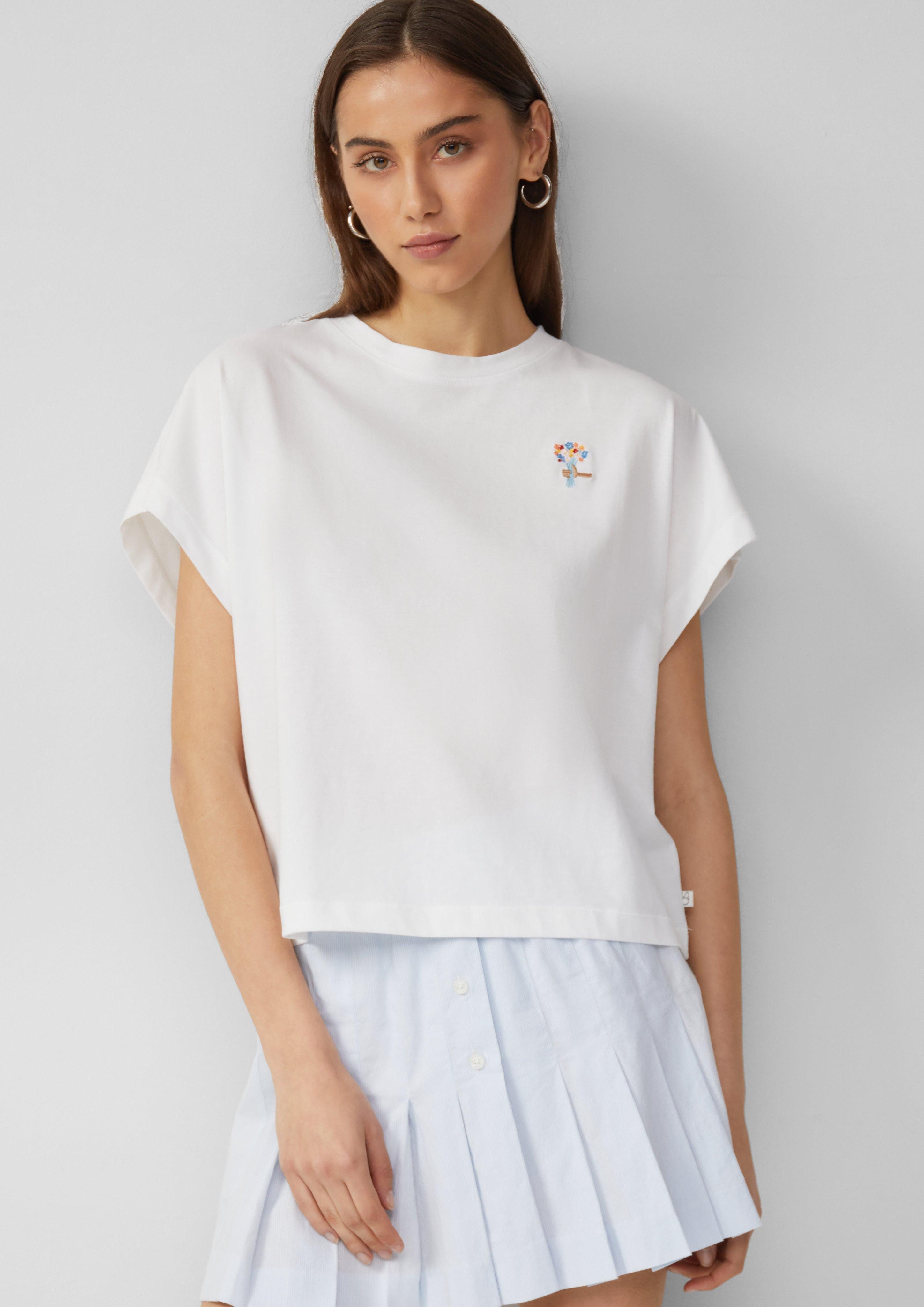 QS Kurzarmshirt Lässiges Shirt mit überschnittener günstig online kaufen