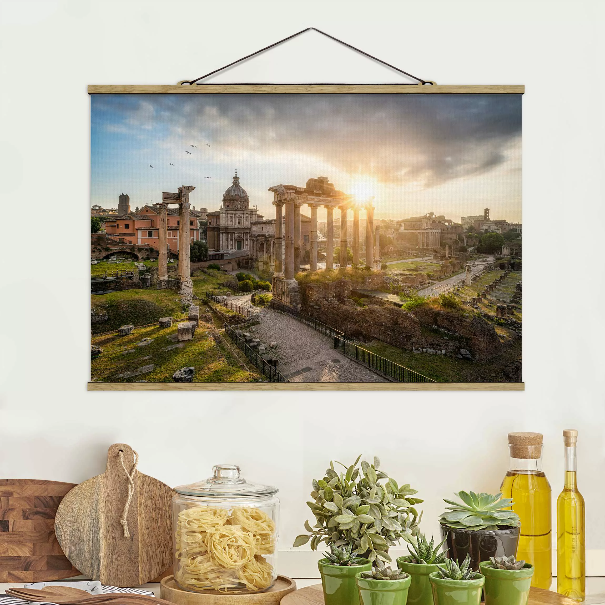 Stoffbild mit Posterleisten Forum Romanum bei Sonnenaufgang günstig online kaufen