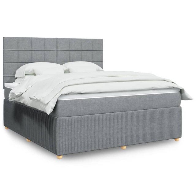 vidaXL Boxspringbett, Boxspringbett mit Matratze Hellgrau 180x200 cm Stoff günstig online kaufen