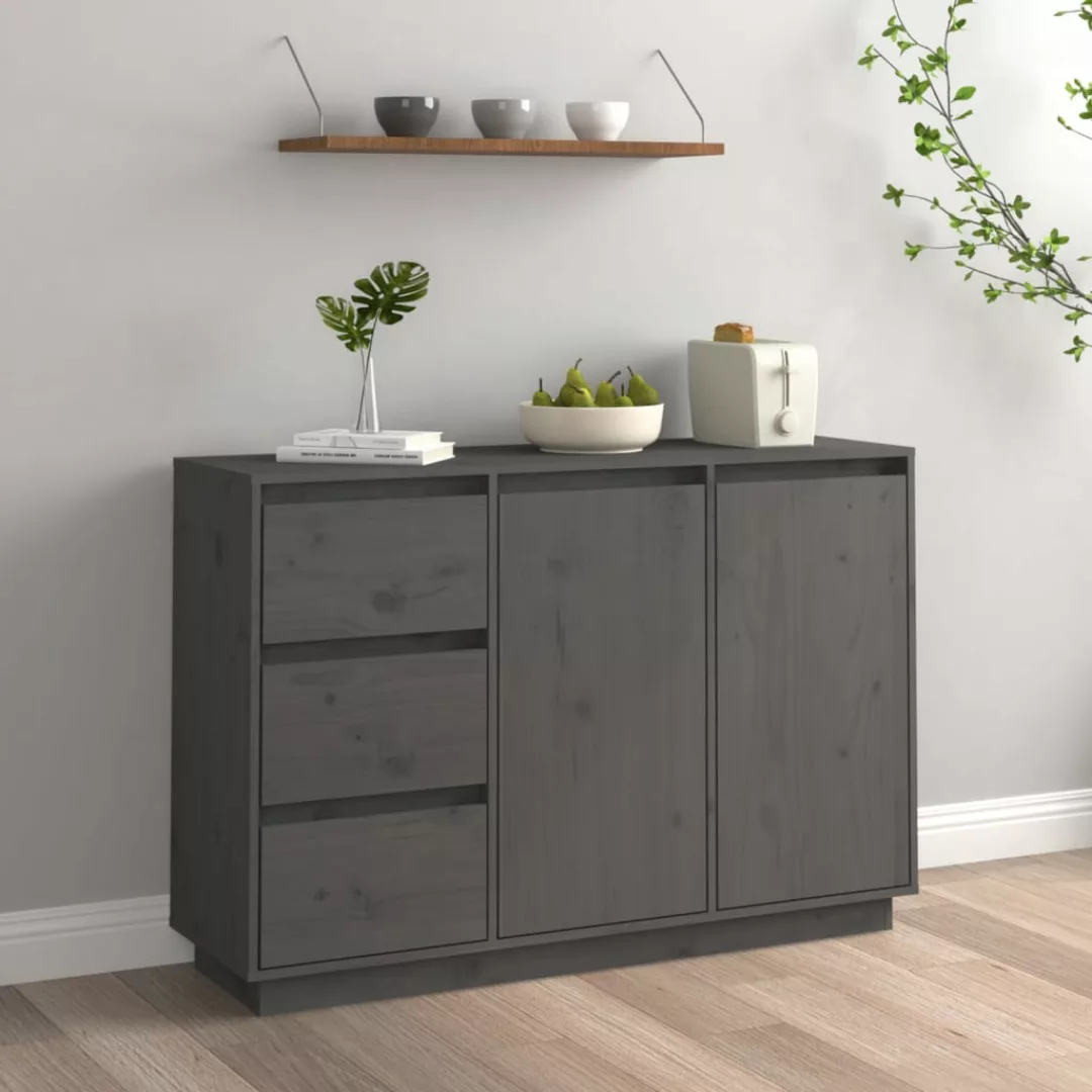 Vidaxl Sideboard Grau 111x34x75 Cm Massivholz Kiefer günstig online kaufen