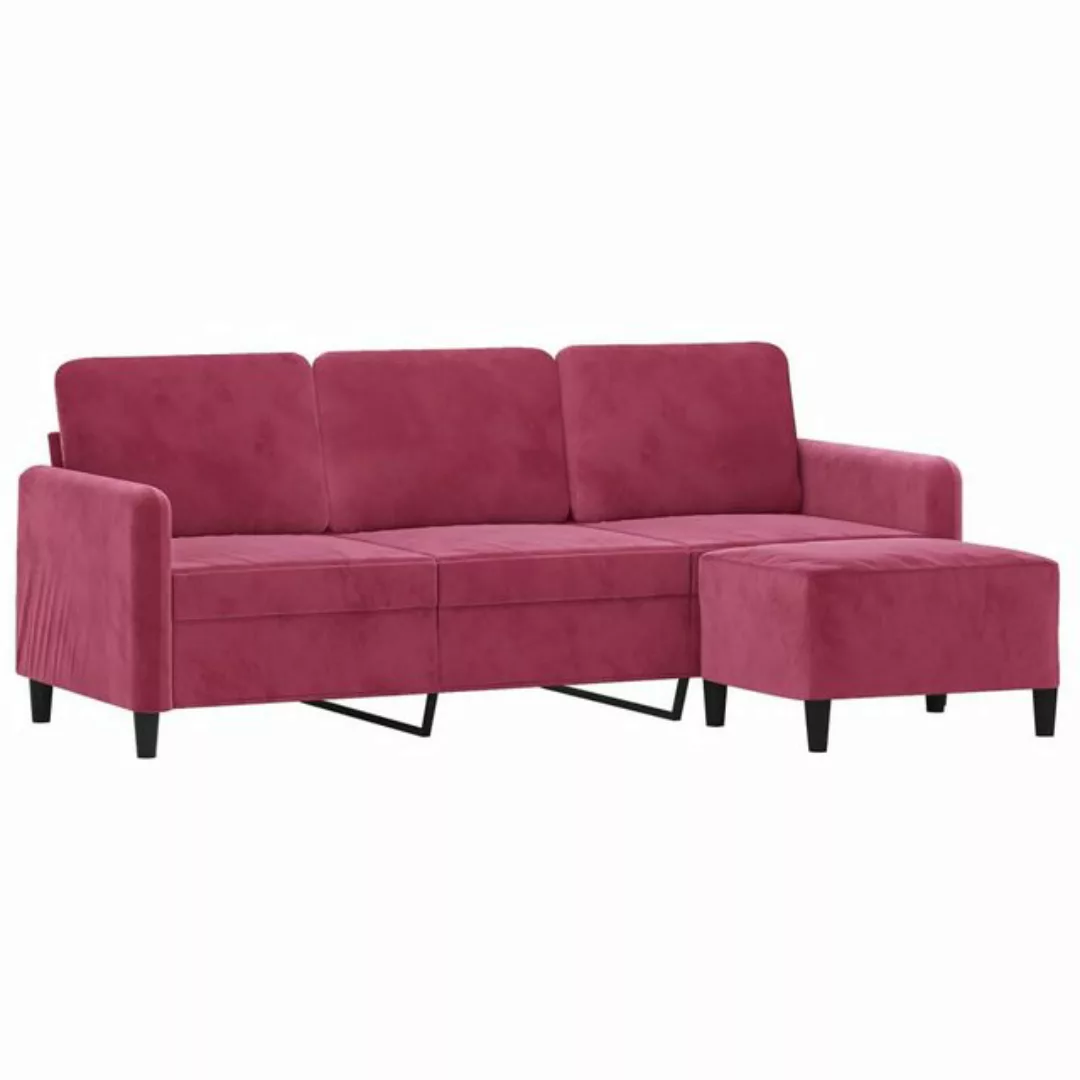 vidaXL Sofa 3-Sitzer-Sofa mit Hocker 180 cm Samt, Rot günstig online kaufen