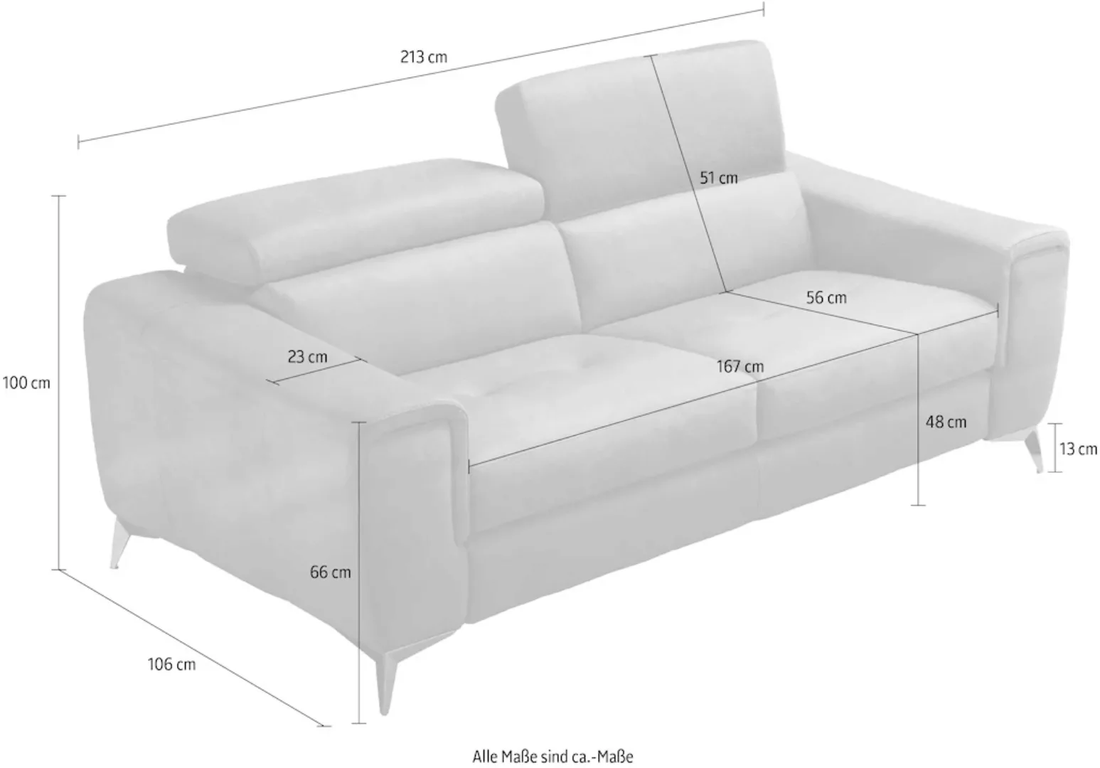 Egoitaliano 2,5-Sitzer "Francine, Designsofa, Loungesofa", Kopfteile manuel günstig online kaufen