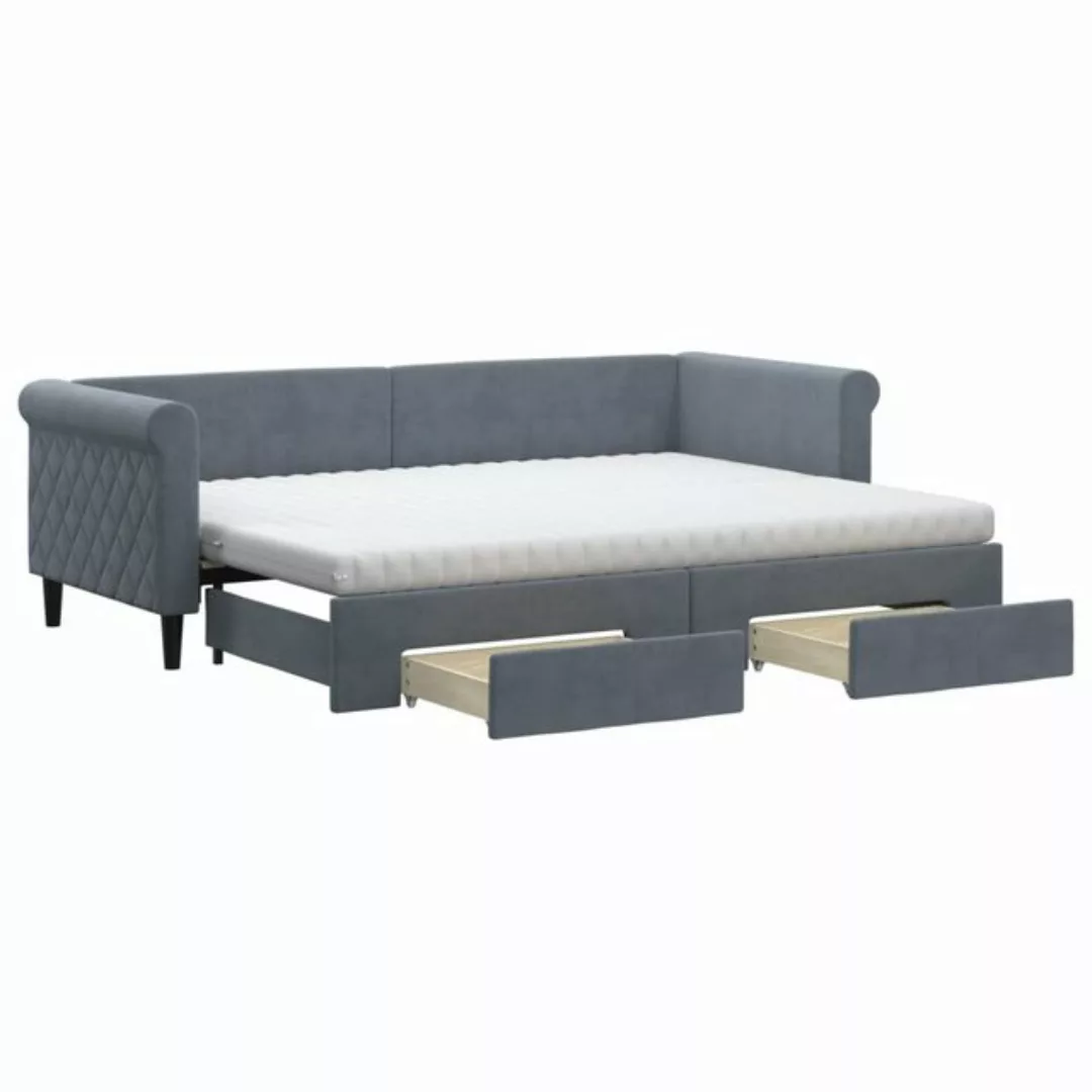 vidaXL Bett Tagesbett Ausziehbar mit Schubladen Dunkelgrau 80x200 cm Samt günstig online kaufen