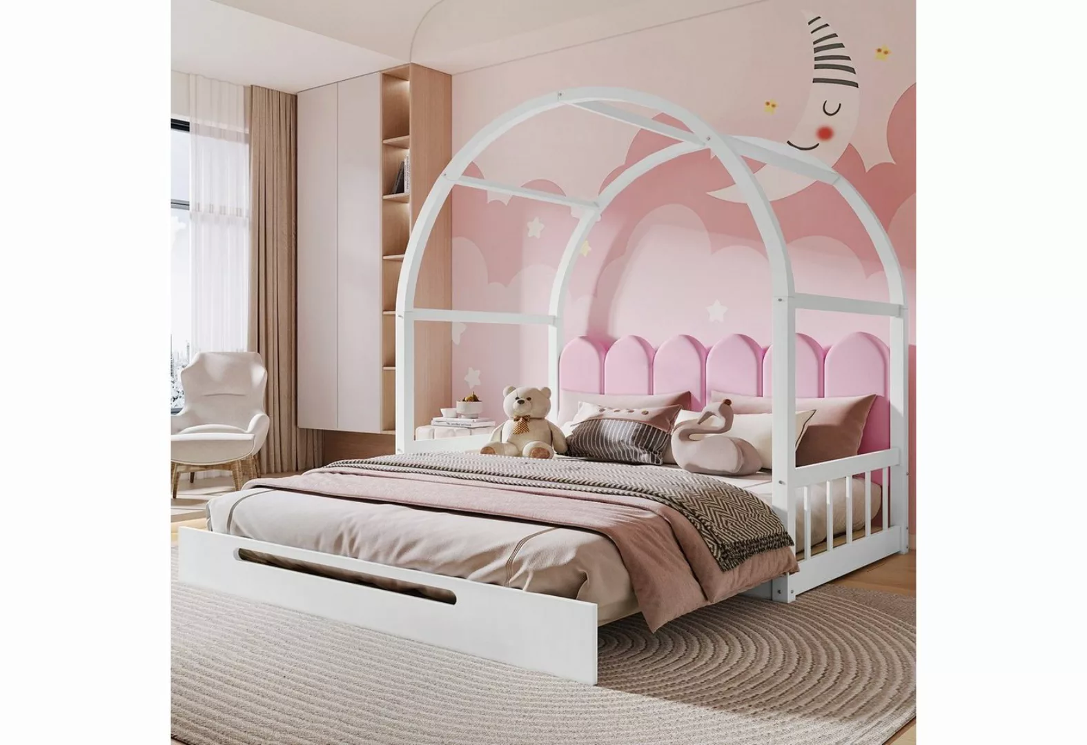 OKWISH Bett Bett, Schiebebett, Kinderbett, Tagesbett, Doppelbett (140x100cm günstig online kaufen
