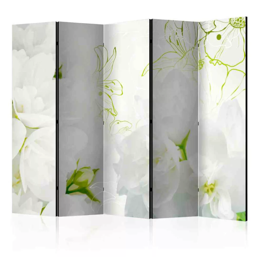 Leinwand Paravent mit weißen Jasminblüten 225 cm breit günstig online kaufen