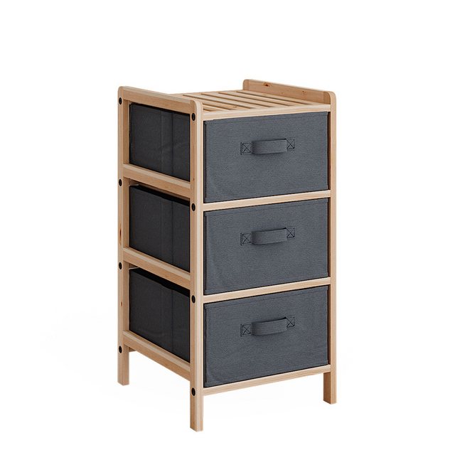 Vicco Midischrank Bruno, Grau/Holz, 34.5 x 67 cm mit 3 Stoffschubladen günstig online kaufen