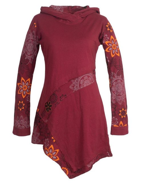 Vishes Jerseykleid Asymmetrisches Langarm Blumen-Kleid mit Kapuze Hippie, G günstig online kaufen