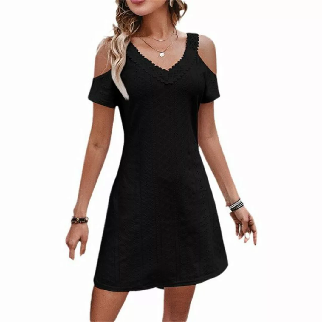 AFAZ New Trading UG Schlupfrock Schulterfreies Kurzarm-Jacquard-Kleid für D günstig online kaufen