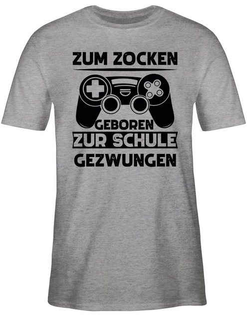 Shirtracer T-Shirt Zum zocken geboren zur Schule gezwungen Nerd Geschenke günstig online kaufen