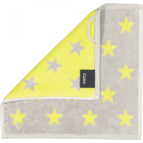 Cawö Handtücher NEW STARS Sterne klein 6261 - Farbe: platin/lime - 75 - Was günstig online kaufen