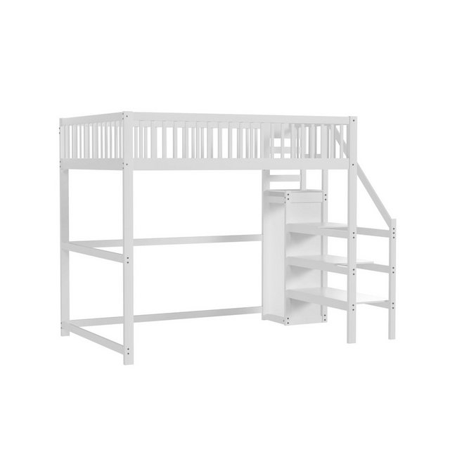 Rutaqian Hochbett Kinderbett mit Lattenrost, Treppe, (1-St) Aufbewahrungsre günstig online kaufen