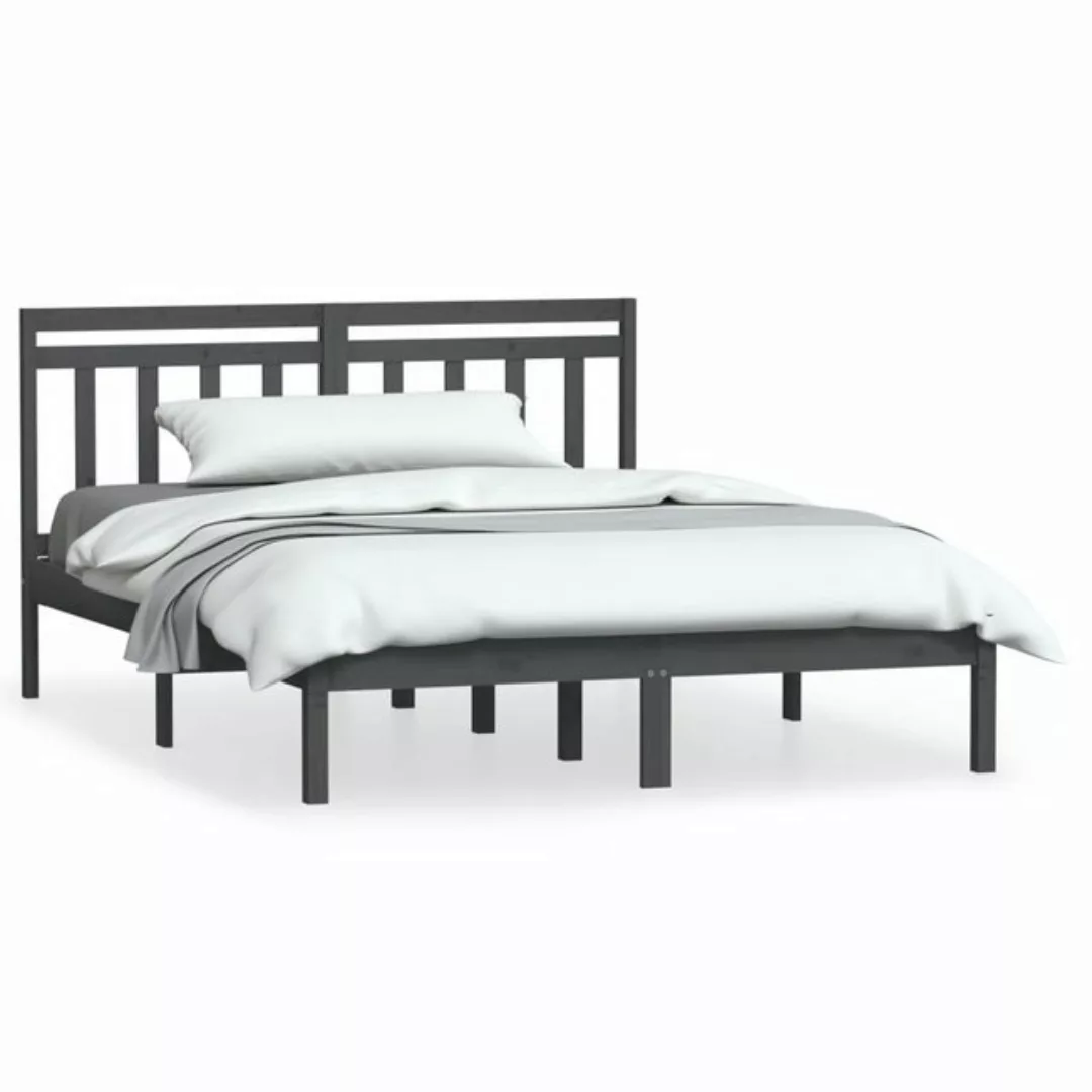 furnicato Bett Massivholzbett Grau Kiefer 120x200 cm günstig online kaufen