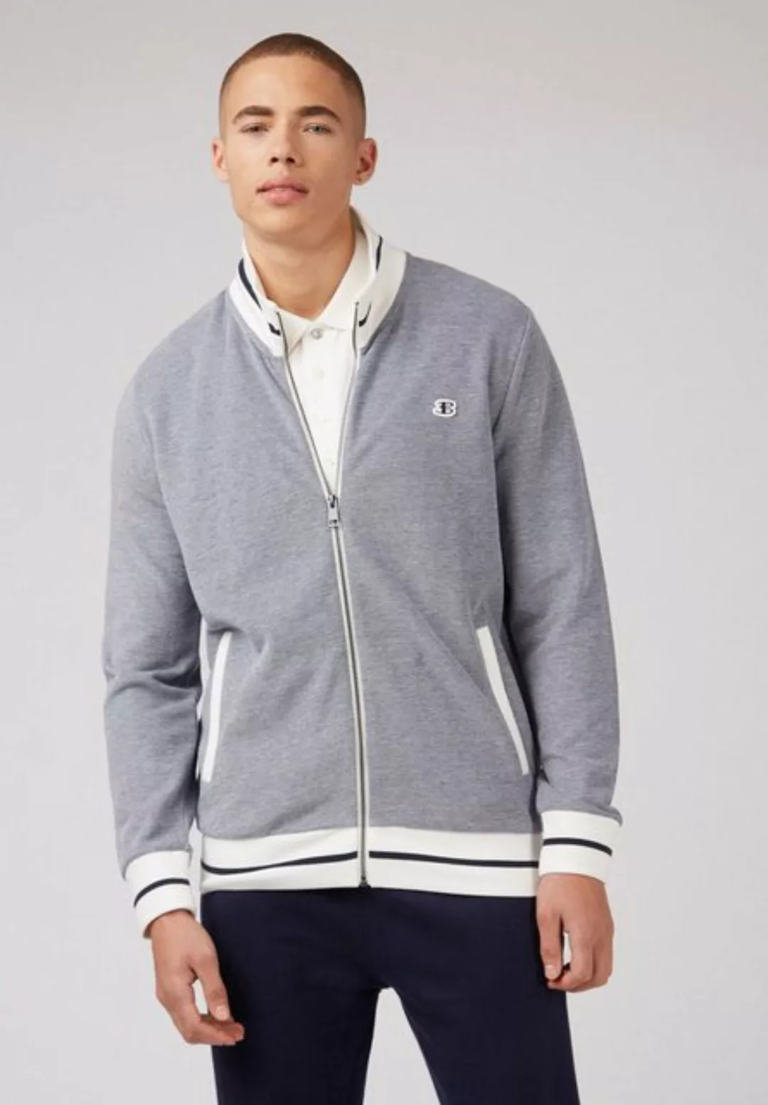 Ben Sherman Sweatshirt Pique Track Top Gestickets Abzeichen günstig online kaufen