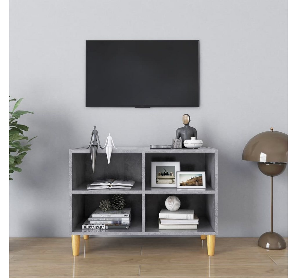 vidaXL TV-Schrank TV-Schrank mit Massivholz-Beinen Betongrau 69,5x30x50 cm günstig online kaufen