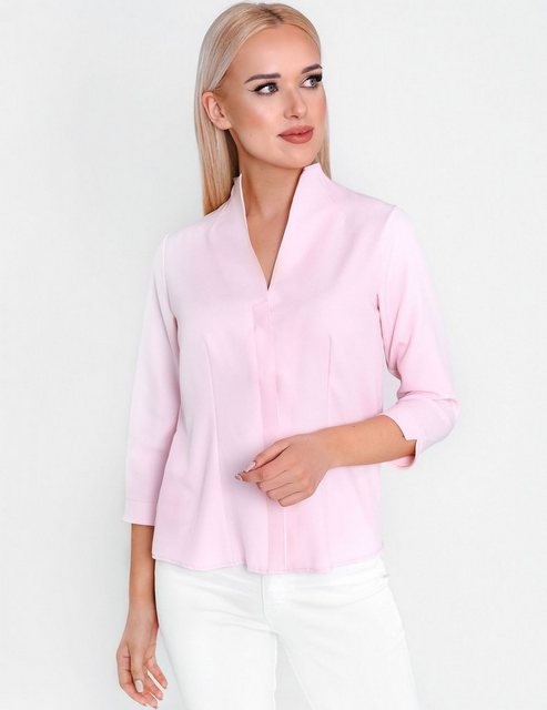 HEVENTON Klassische Bluse 3/4-Ärmel, Business-Bluse mit Kelchkragen, bügell günstig online kaufen