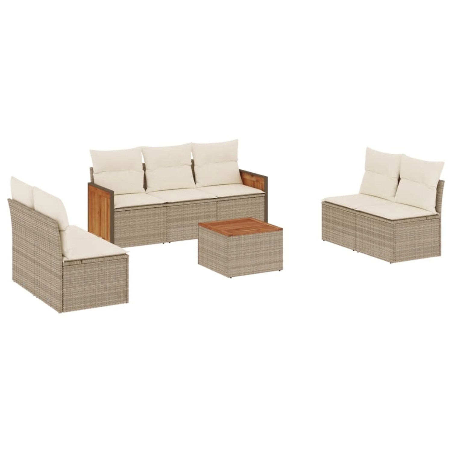 vidaXL 8-Tlg Garten-Sofagarnitur mit Kissen Beige Poly Rattan 3227563 günstig online kaufen