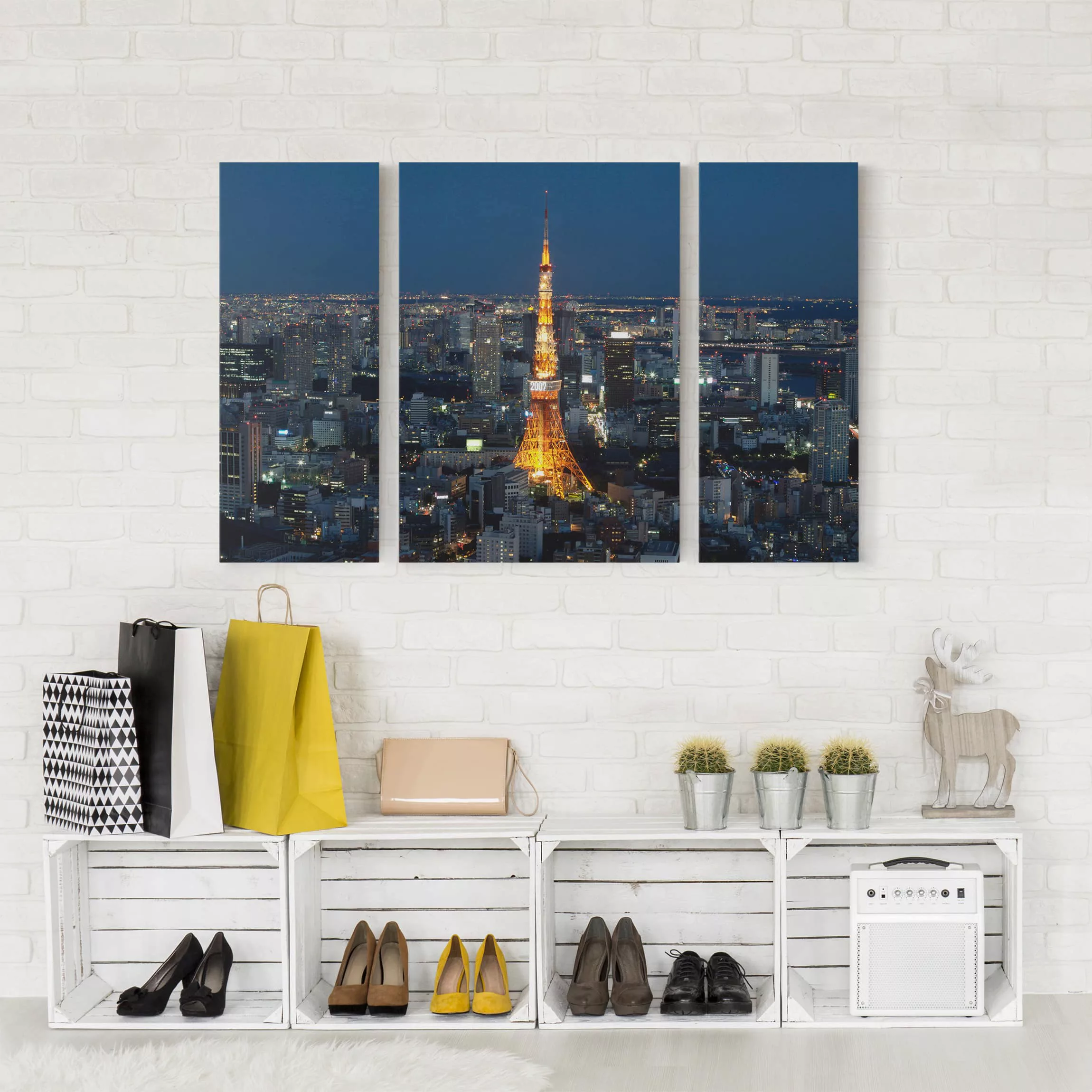 3-teiliges Leinwandbild Architektur & Skyline - Querformat Tokyo Tower günstig online kaufen
