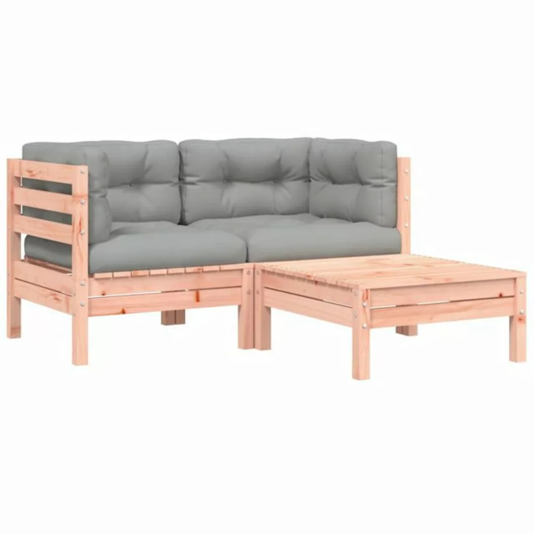 vidaXL Sofa, Gartensofa mit Kissen und Hocker 2-Sitzer günstig online kaufen