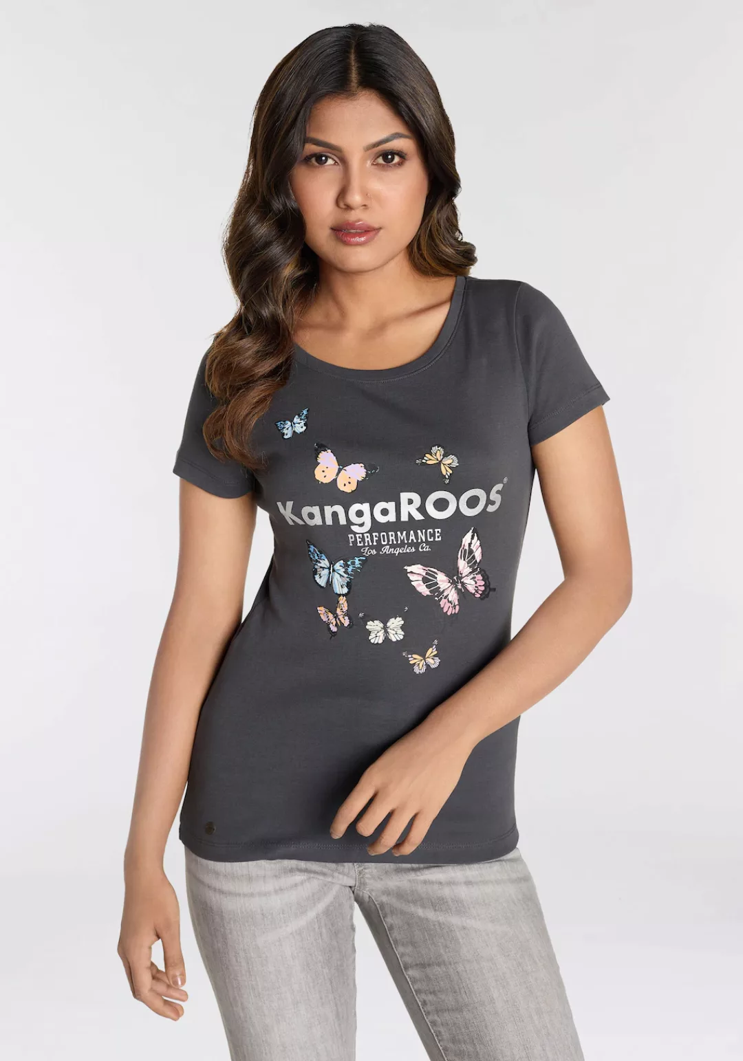 KangaROOS T-Shirt, Kurzarm, körpernahe Passform, aus Rippware günstig online kaufen