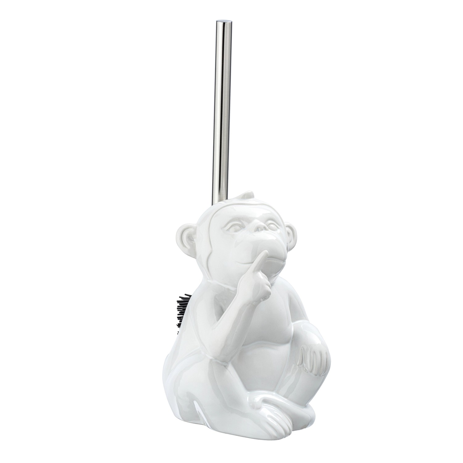 Wenko WC-Bürstengarnitur Monkey Quiet Keramik Weiß günstig online kaufen