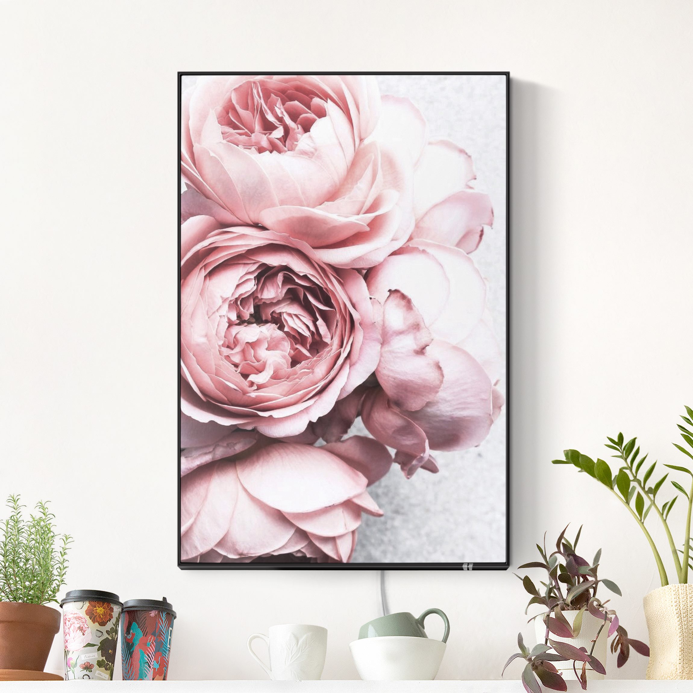 LED-Wechselbild Rosa Pfingstrosenblüten Shabby Pastell günstig online kaufen