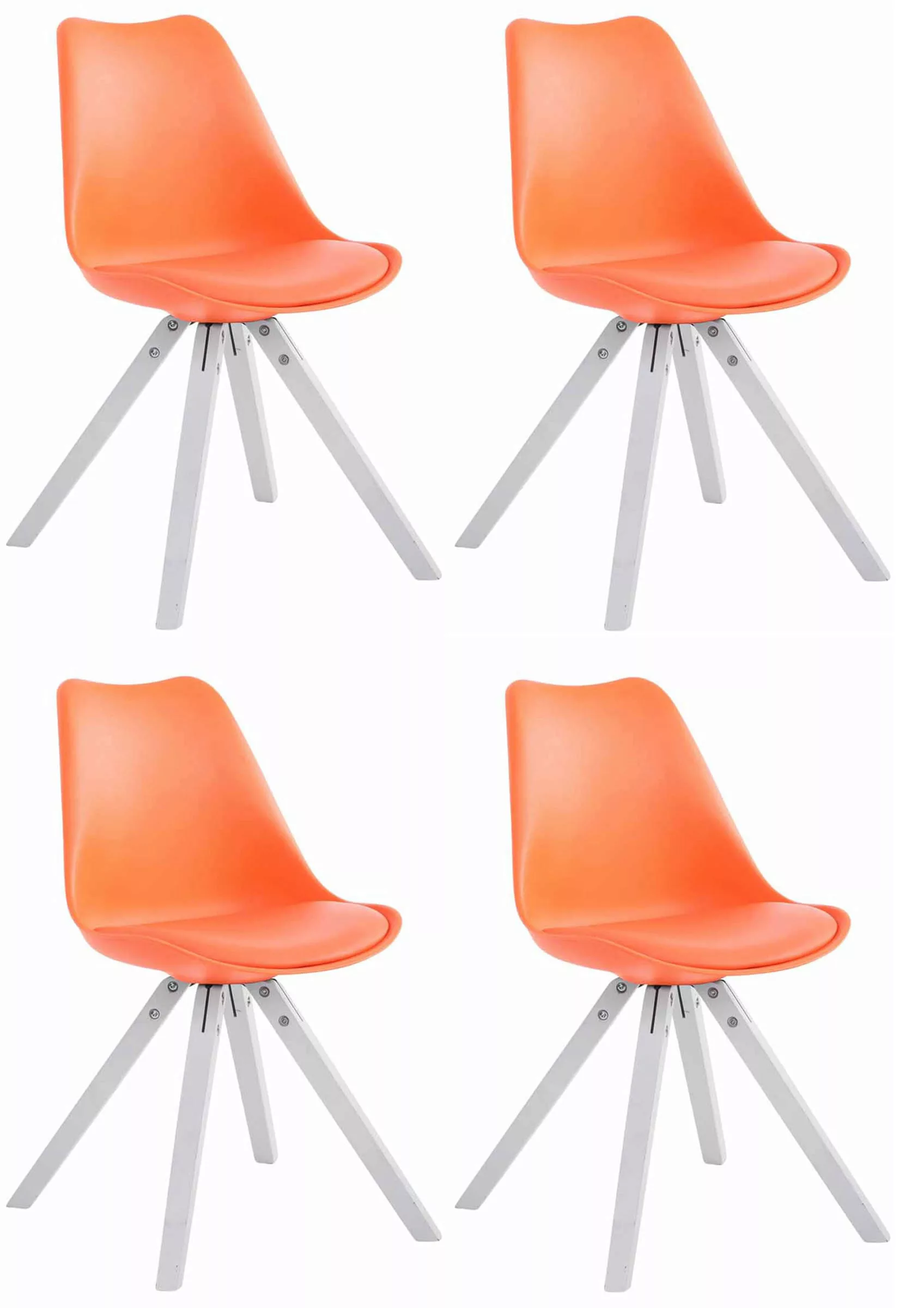 4er Set Stühle Toulouse Kunstleder Weiß Square Orange günstig online kaufen