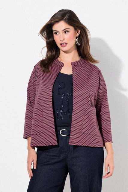 Ulla Popken Sommerjacke Jacquard-Jacke offene Form Rundhals 3/4-Arm günstig online kaufen