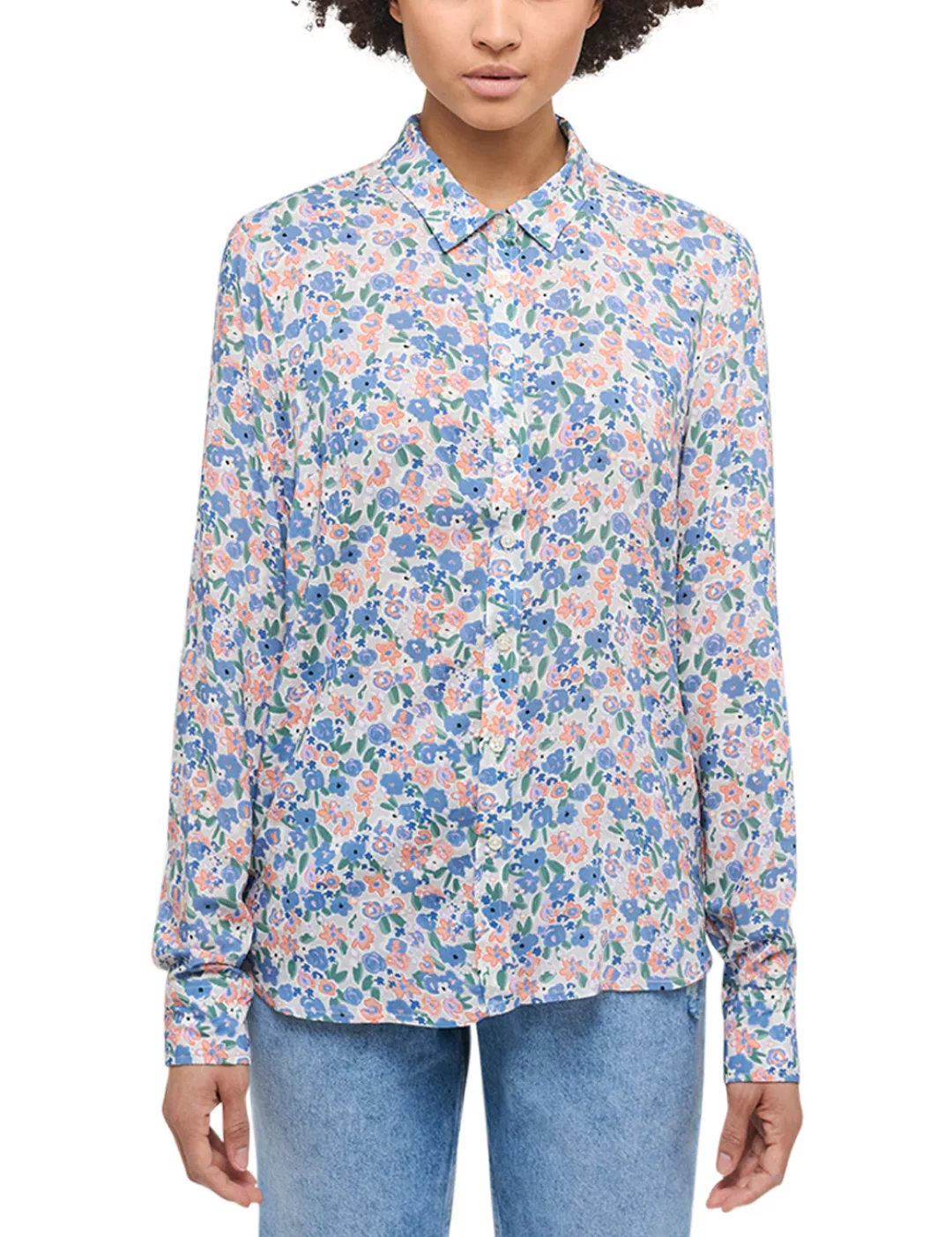 MUSTANG Klassische Bluse "Style Emma Floral Turnup" günstig online kaufen