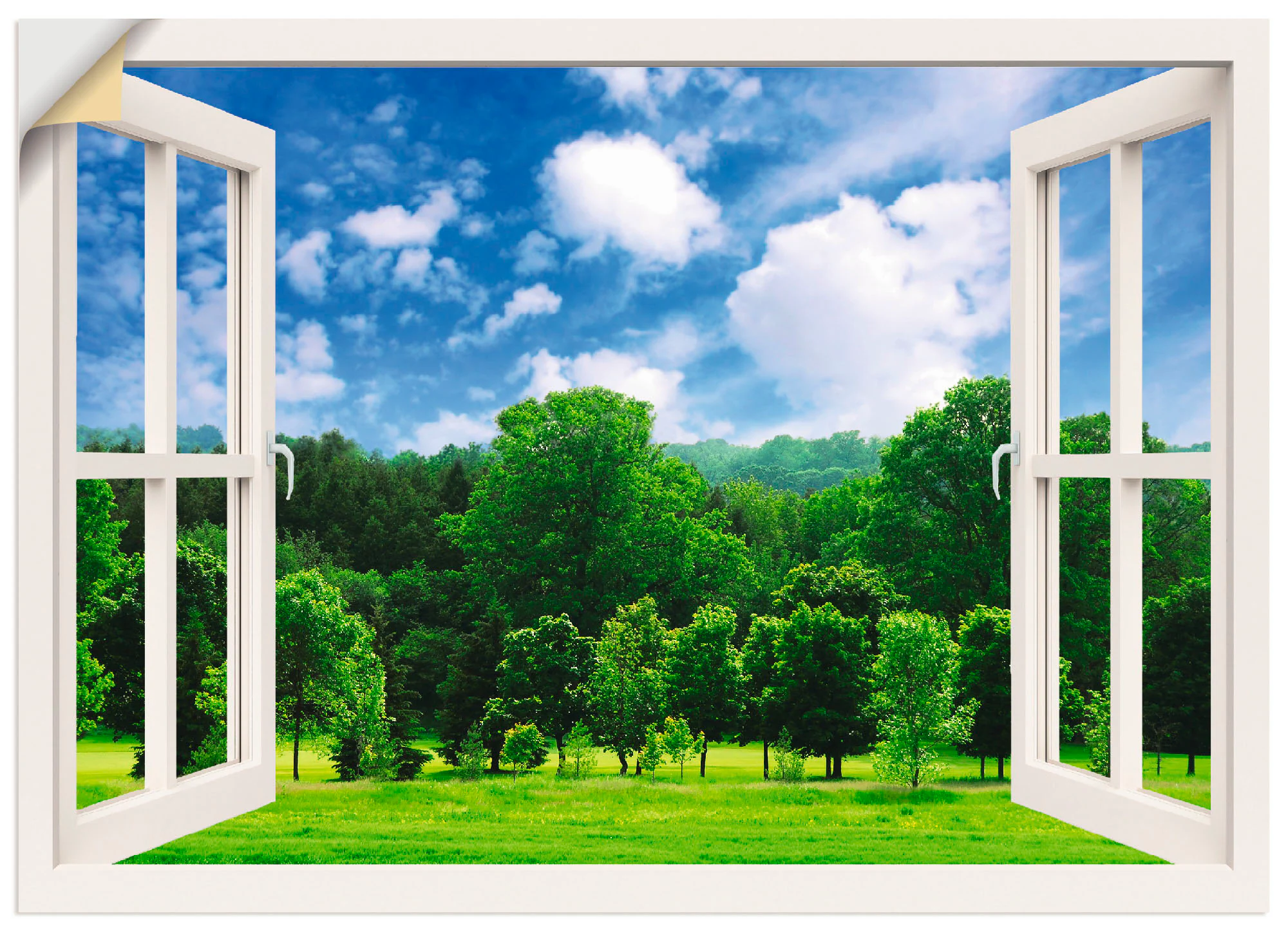 Artland Wandbild "Fensterblick - Grüner Wald", Fensterblick, (1 St.), als P günstig online kaufen