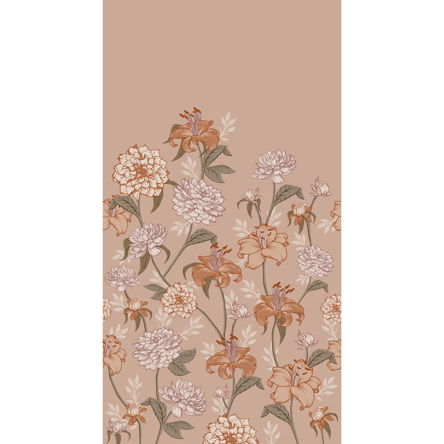 ESTAhome Fototapete Blumenmuster Altrosa und Terrakotta 150 x 279 cm 159210 günstig online kaufen