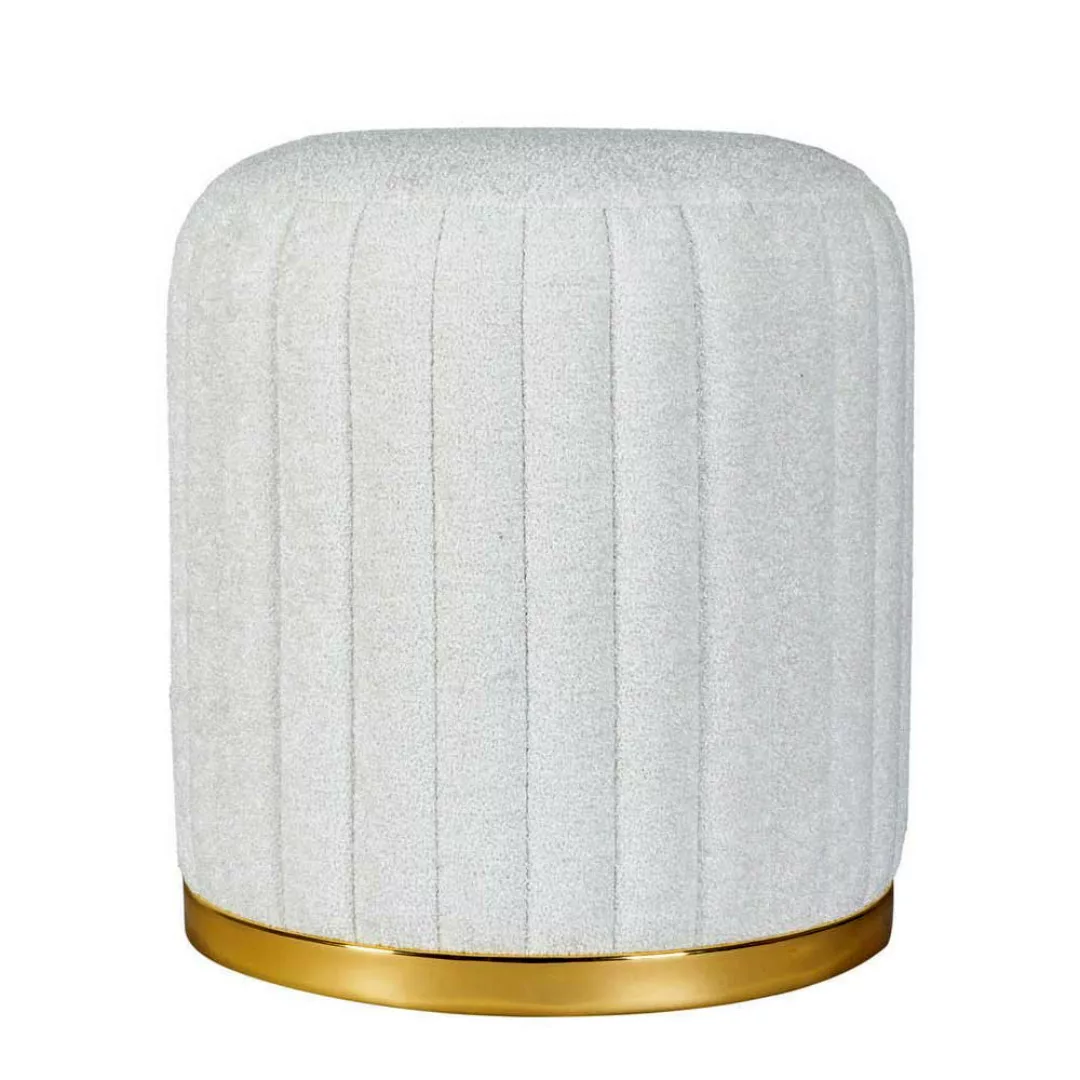 Polsterhocker in Weiß Goldfarben günstig online kaufen
