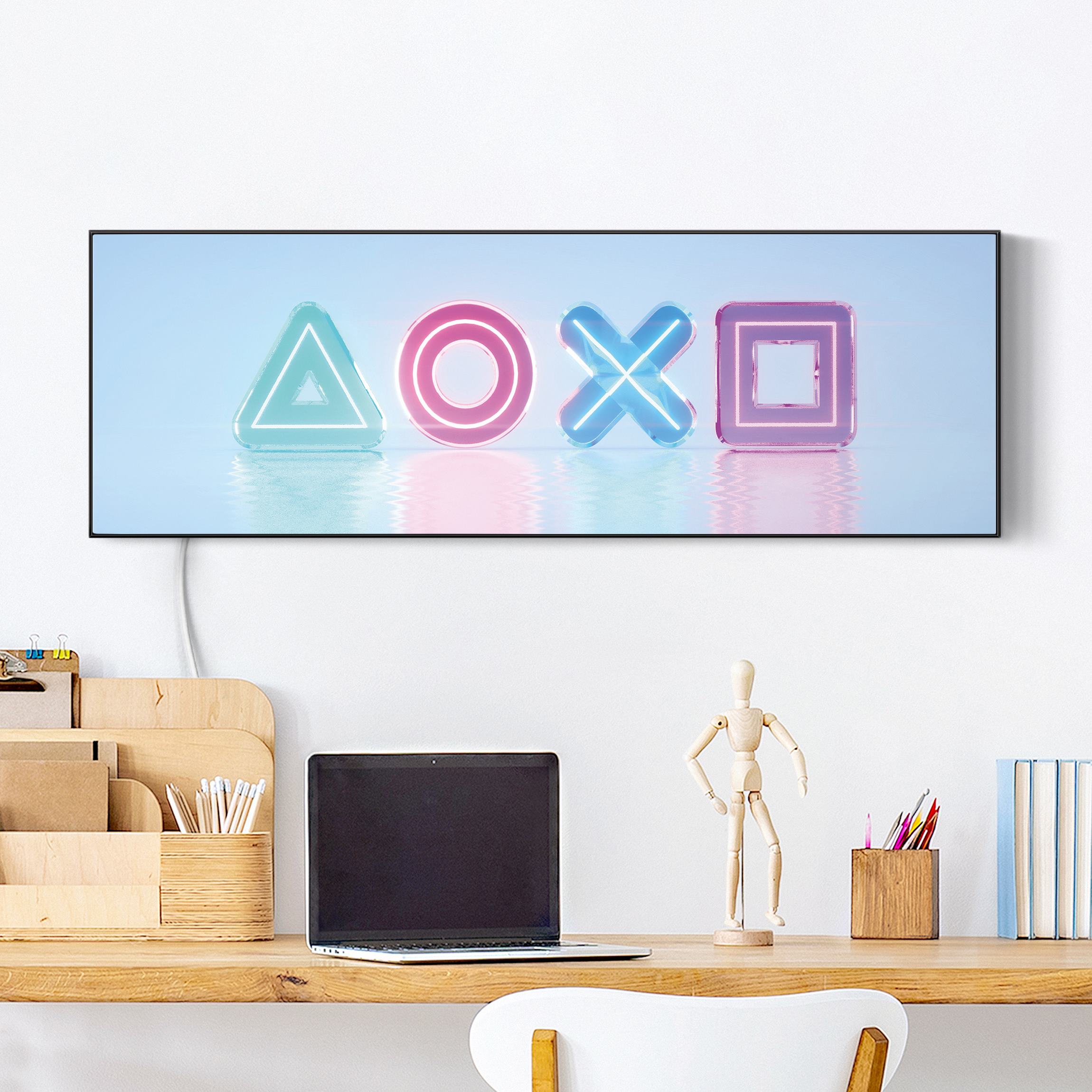 LED-Wechselbild Neon Dreieck Kreis X Quadrat günstig online kaufen