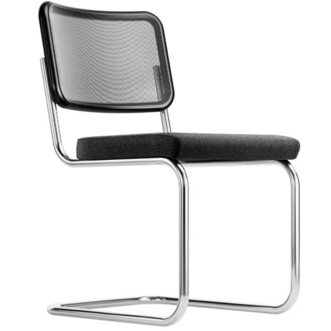 THONET Stahlrohr-Freischwinger S 32 SPVN | Sitz schwarz | Netzrücken | Sitz günstig online kaufen