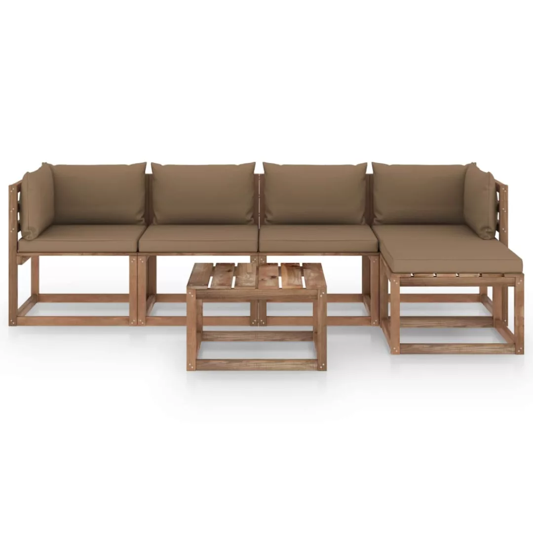 6-tlg. Garten-lounge-set Mit Taupe Kissen günstig online kaufen