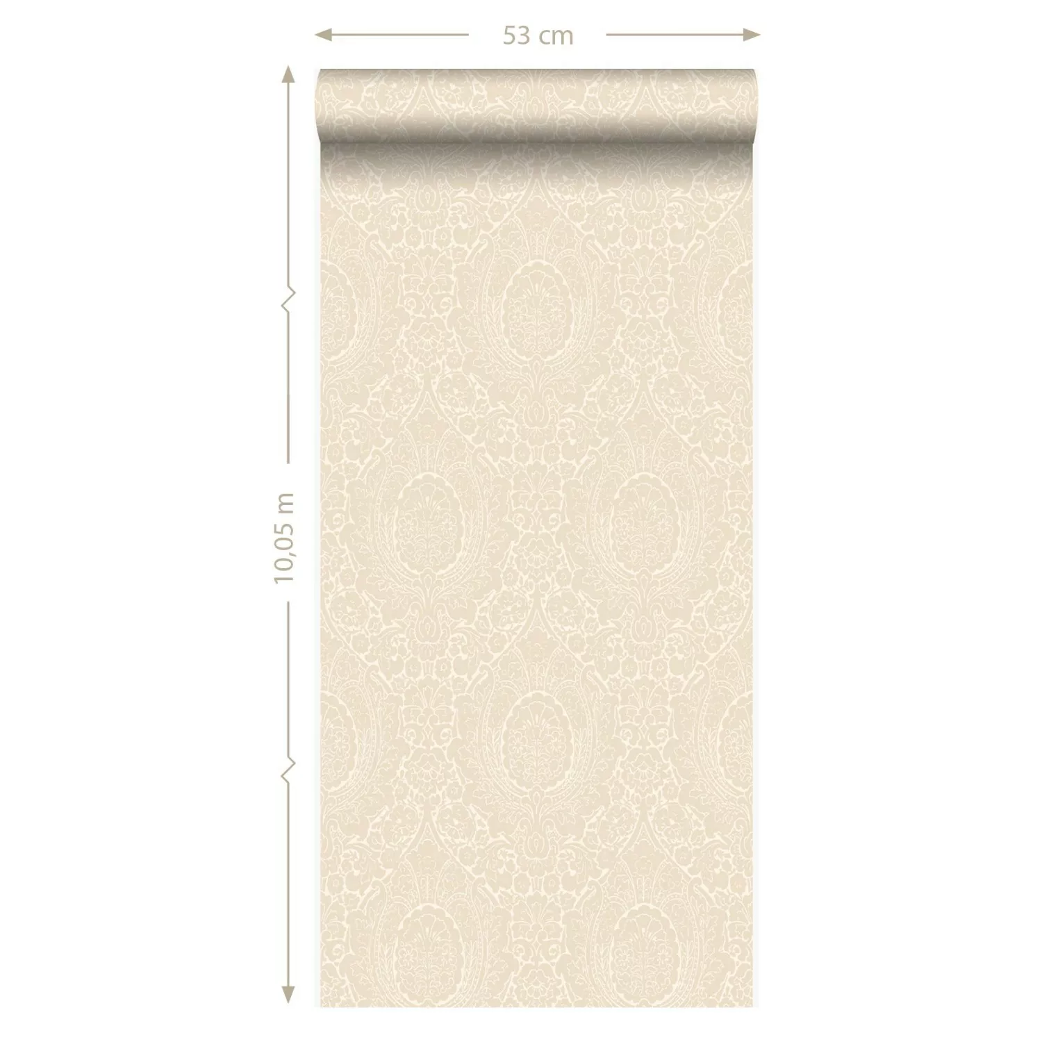 Origin Wallcoverings Tapete Ornamente Crême-Beige 53 cm x 10,05 m 345433 günstig online kaufen