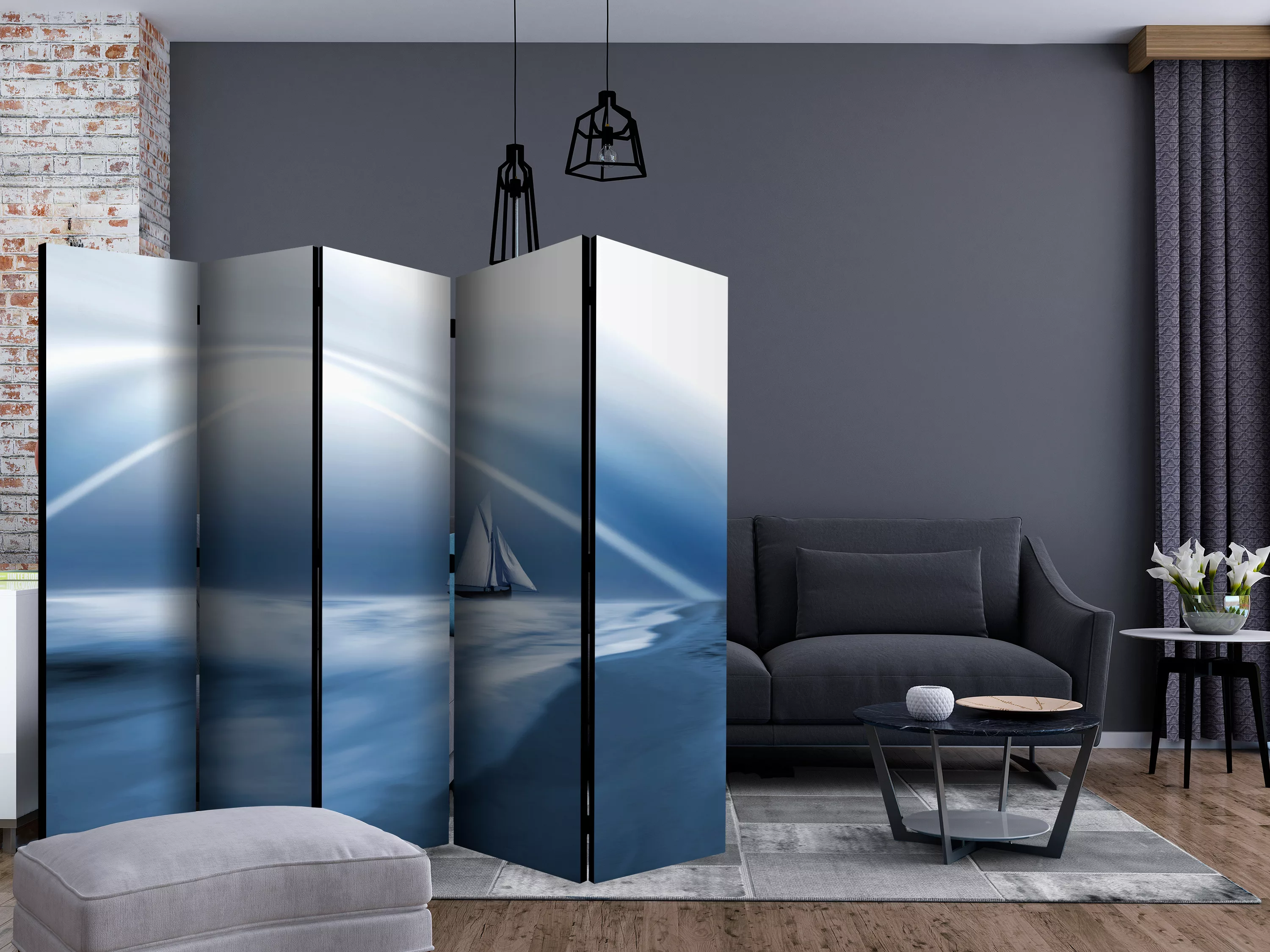 5-teiliges Paravent - Lonely Sail Drifting Ii [room Dividers] günstig online kaufen