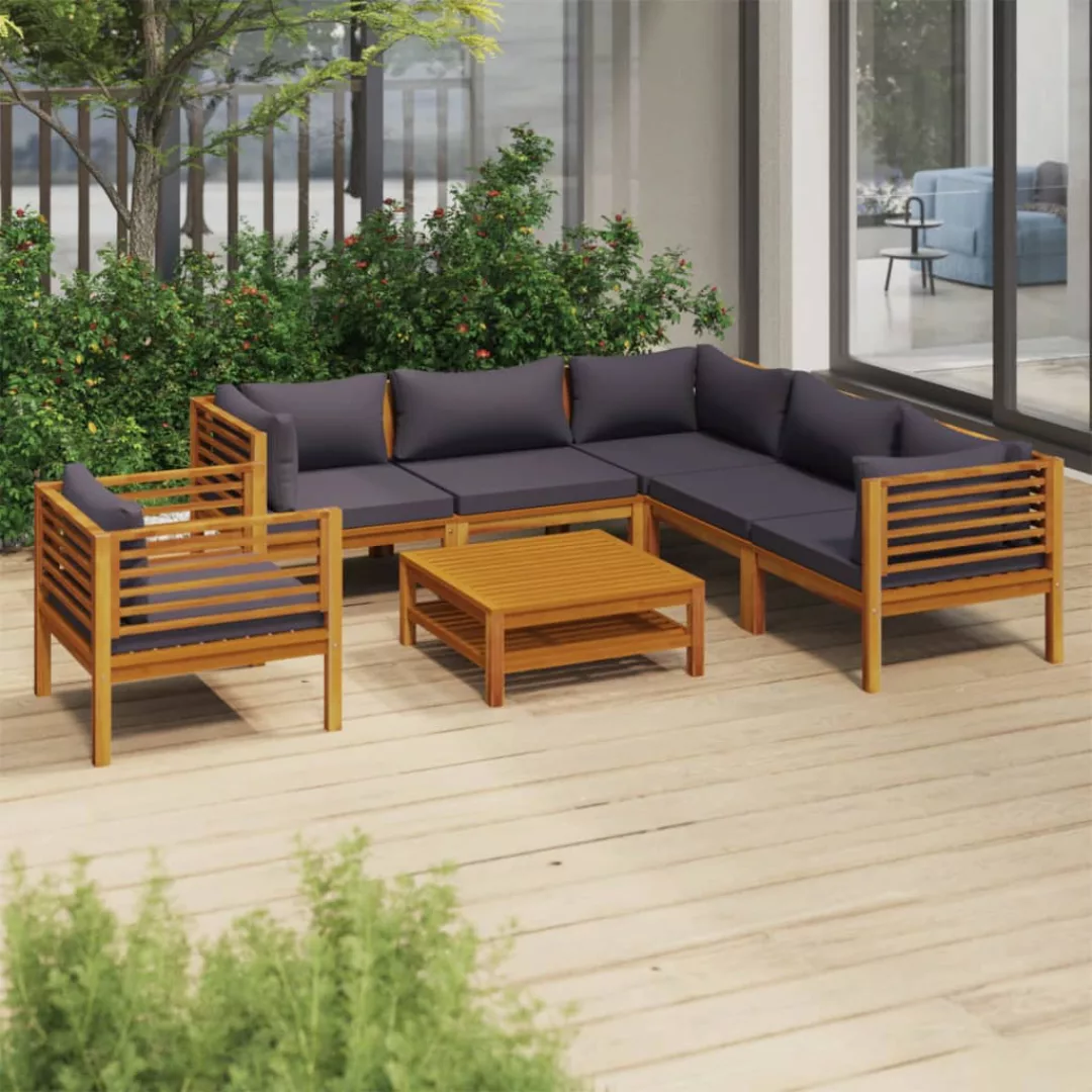 7-tlg. Garten-lounge-set Mit Auflage Massivholz Akazie günstig online kaufen