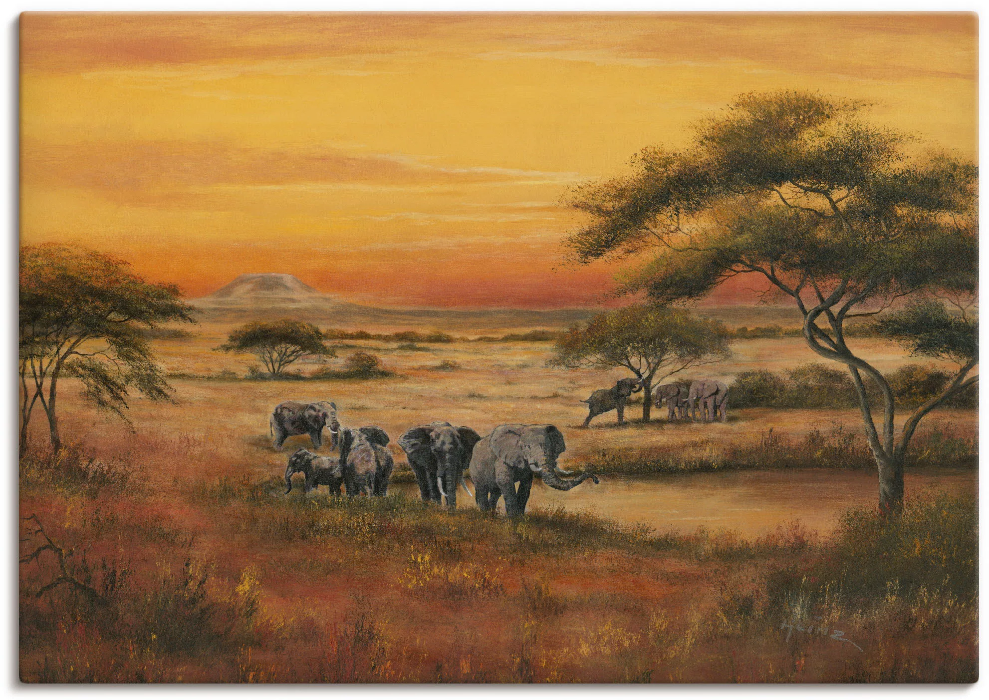 Artland Wandbild "Afrika Elefanten", Afrika, (1 St.), als Alubild, Outdoorb günstig online kaufen