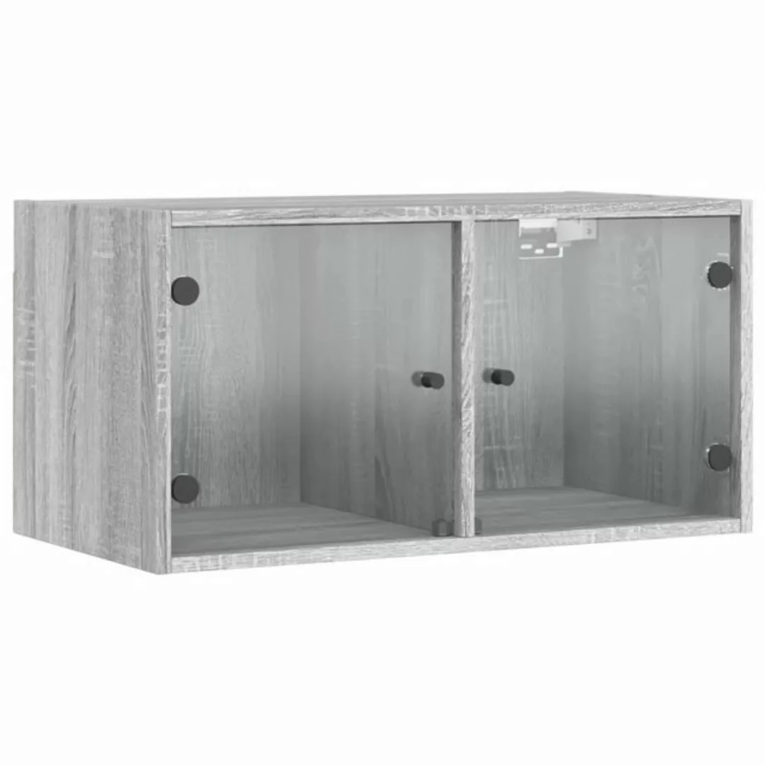vidaXL Fächerschrank Wandschrank mit Glastüren Grau Sonoma 68,5x37x35 cm (1 günstig online kaufen