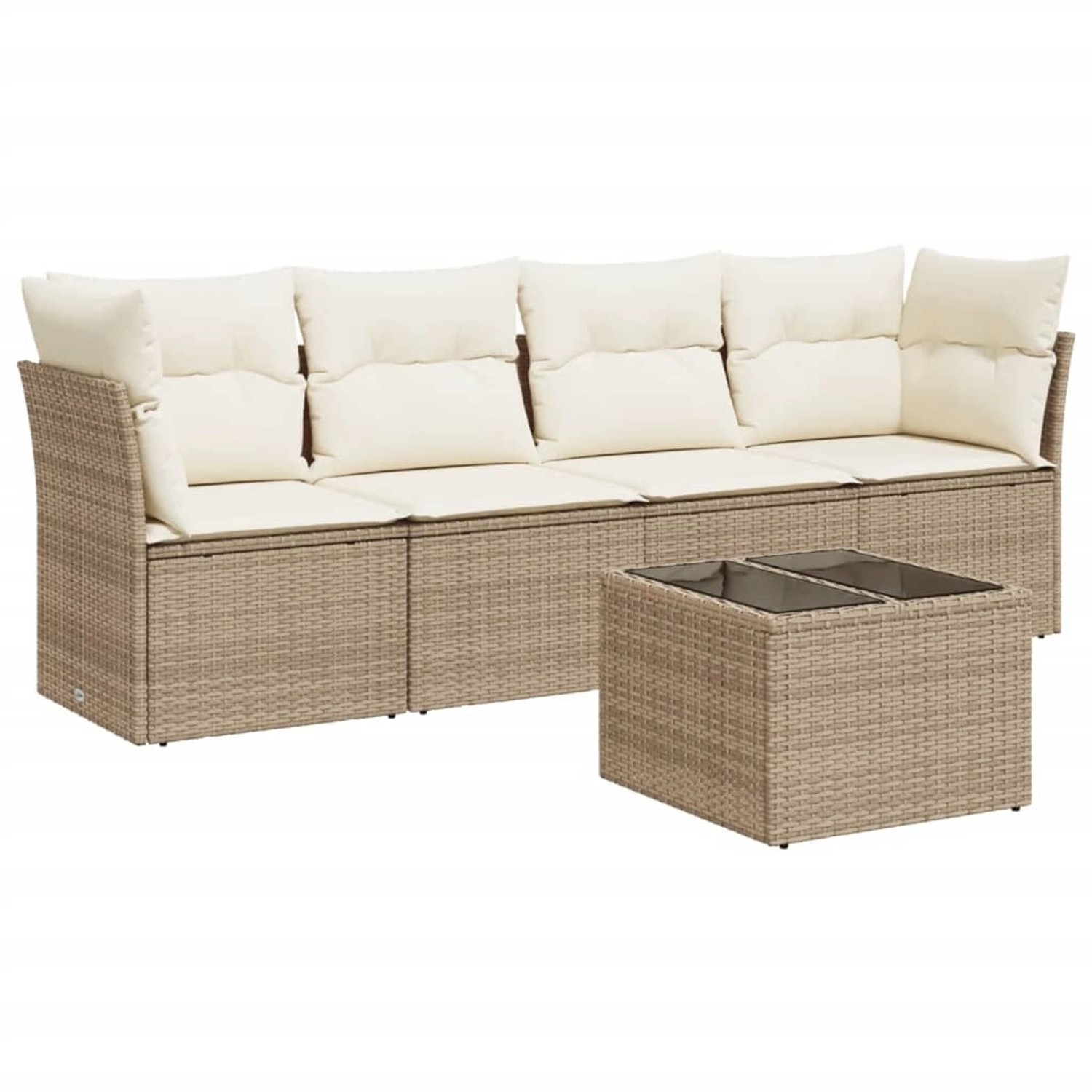 vidaXL 5-tlg Garten-Sofagarnitur mit Kissen Beige Poly Rattan Modell 36 günstig online kaufen