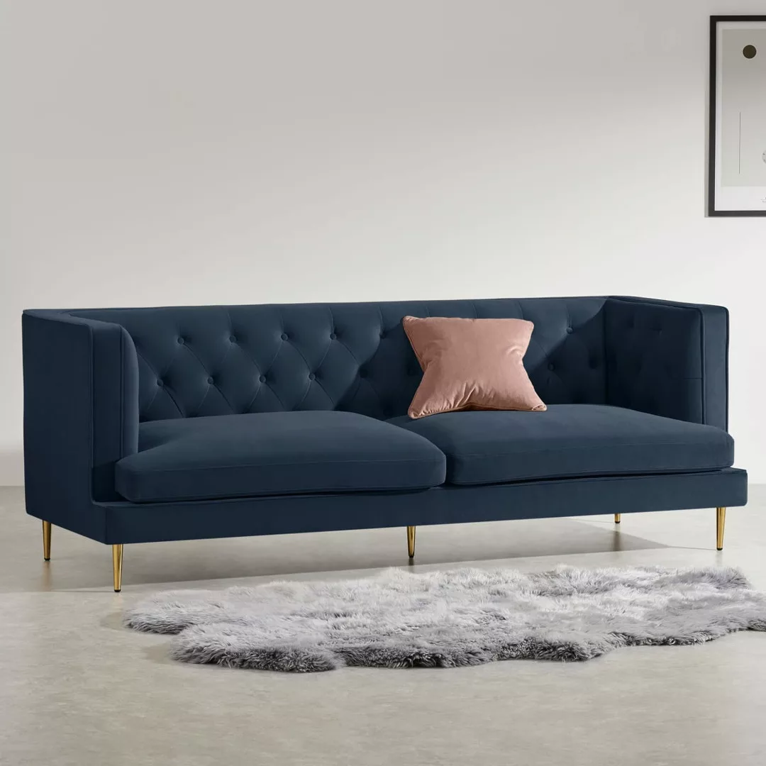 Goswell 3-Sitzer Sofa, Samt in Saphirblau - MADE.com günstig online kaufen