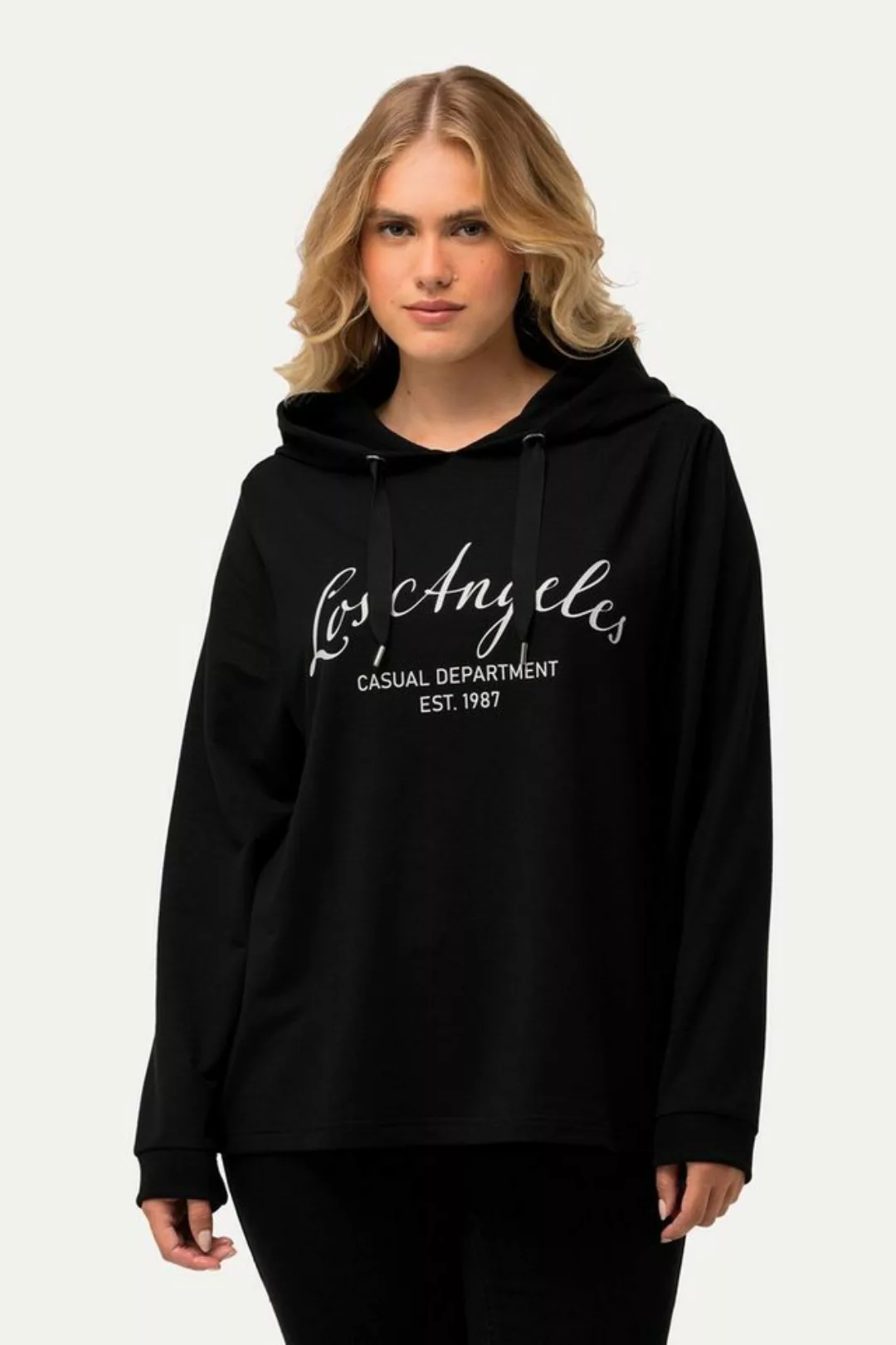 Ulla Popken Sweatshirt Hoodie Städtenamen Kapuze Langarm günstig online kaufen