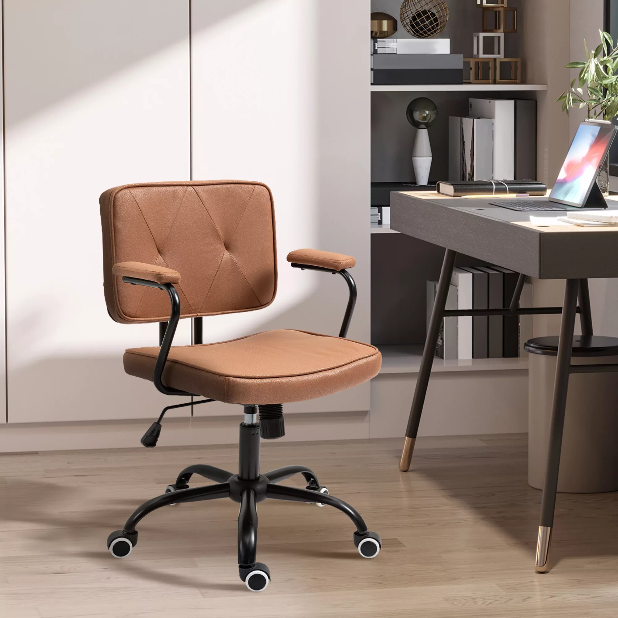 Vinsetto Bürosessel Retro höhenverstellbar Schreibtischstuhl mit Wippfunkti günstig online kaufen