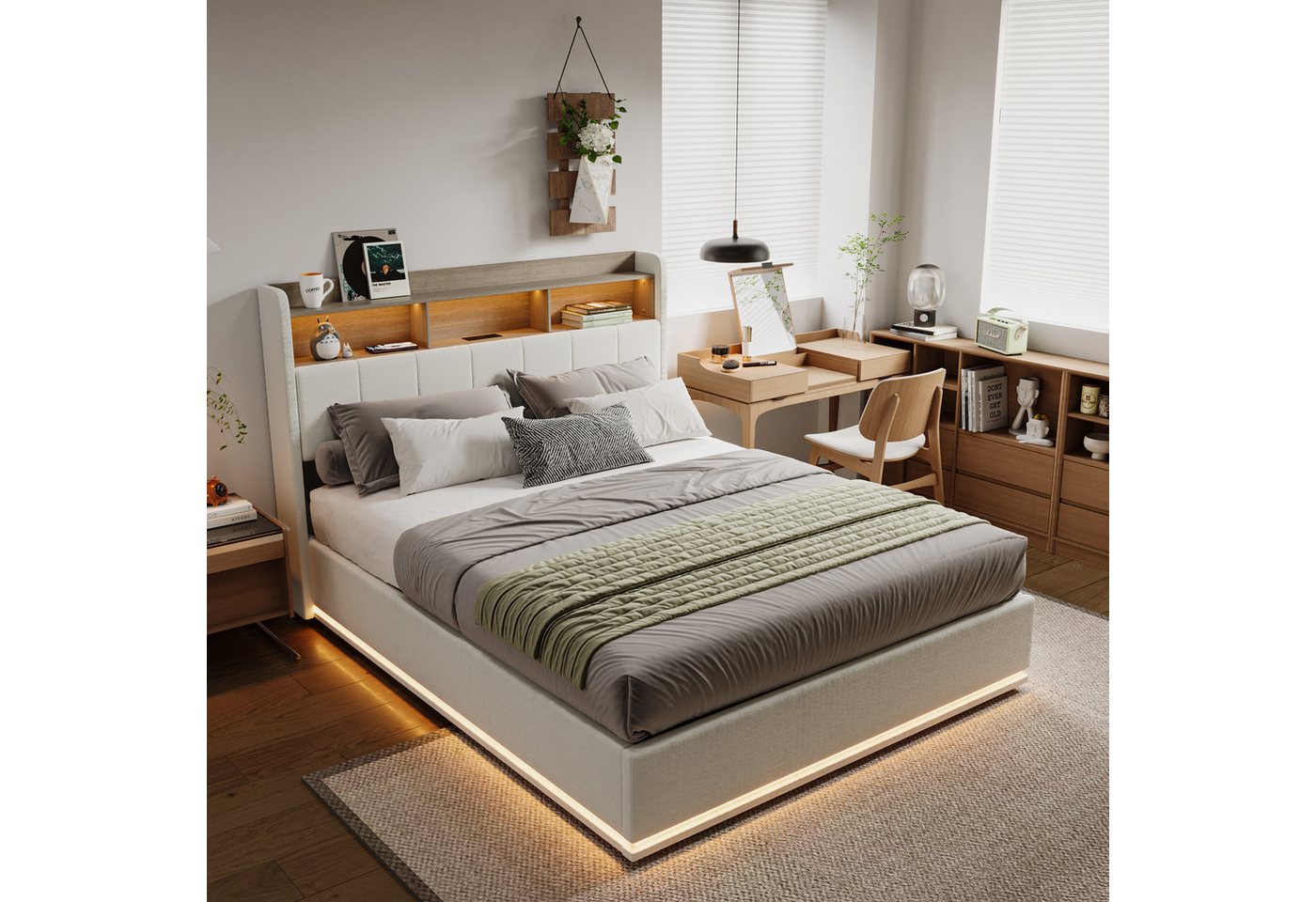 Furnishings Home Stauraumbett Polsterbett Doppelbett inkl. LED + Bettkasten günstig online kaufen