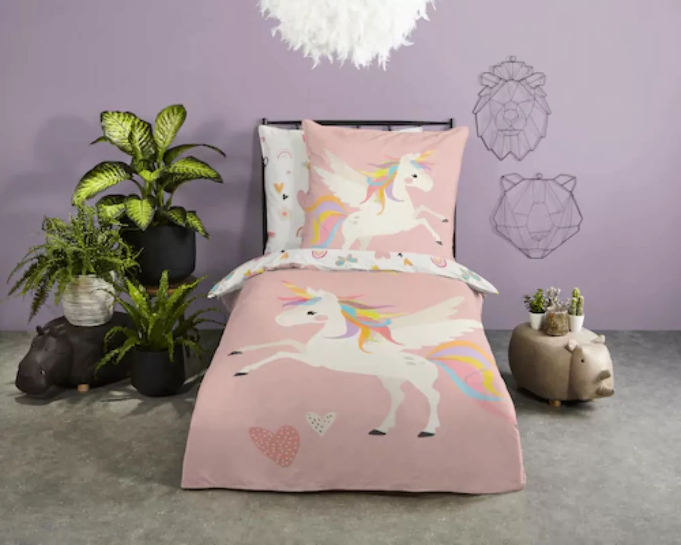 good morning Kinderbettwäsche »Unicorn«, (2 tlg.), 100% Baumwolle günstig online kaufen