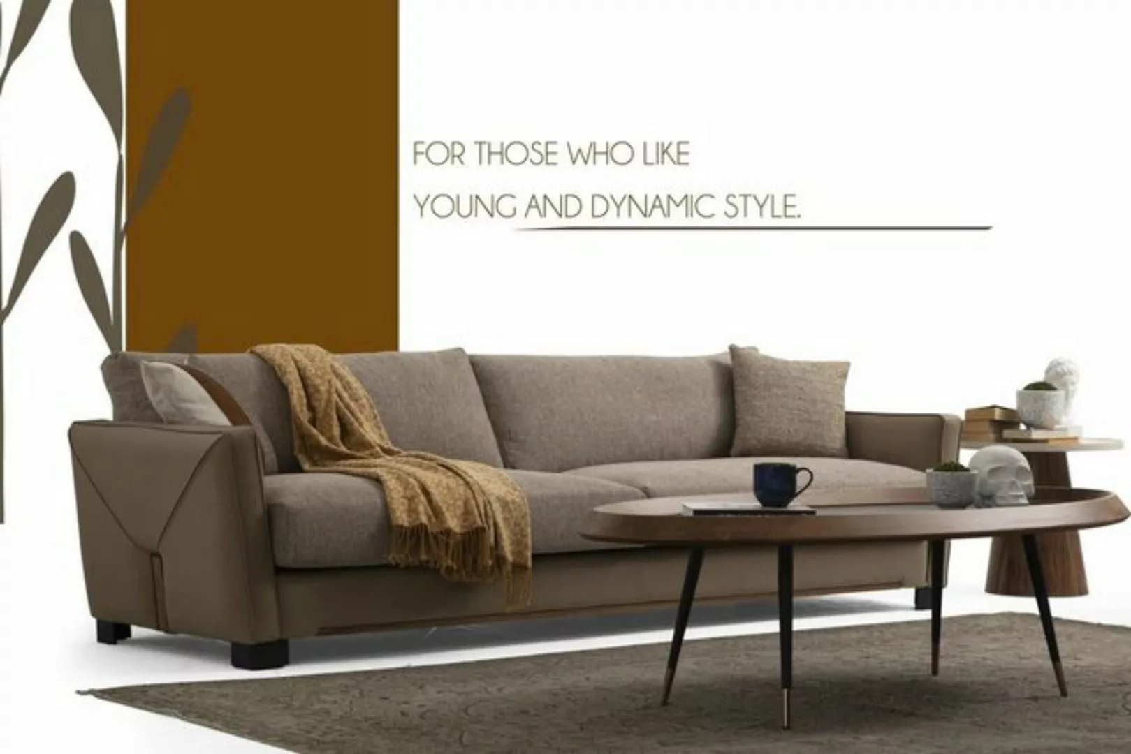 JVmoebel 3-Sitzer Sofa 3 Sitzer Dreisitzer Modern Stoff Beige Sofas Design günstig online kaufen