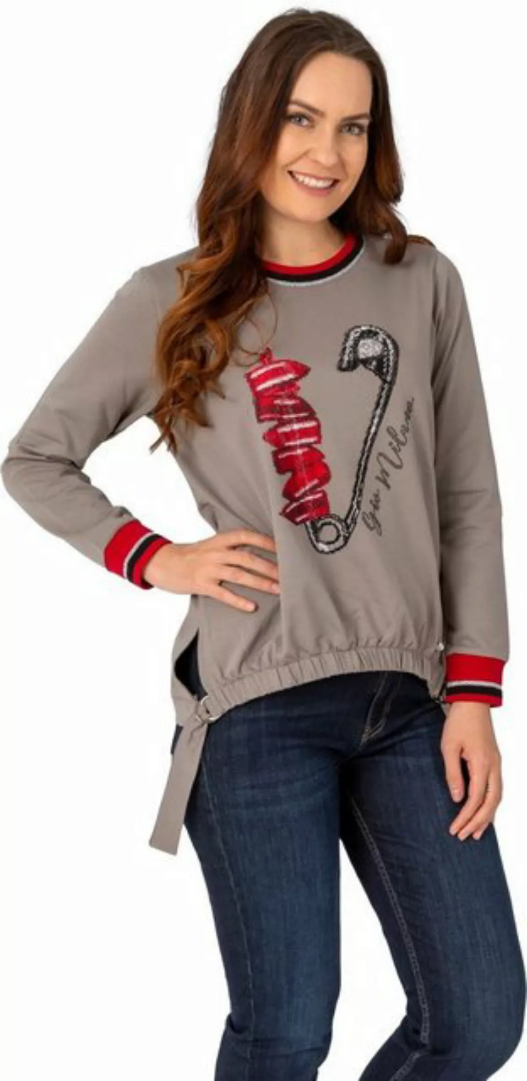 Gio Milano Sweatshirt G25-1102 mit dekorativen Frontprint mit Strassbesatz, günstig online kaufen